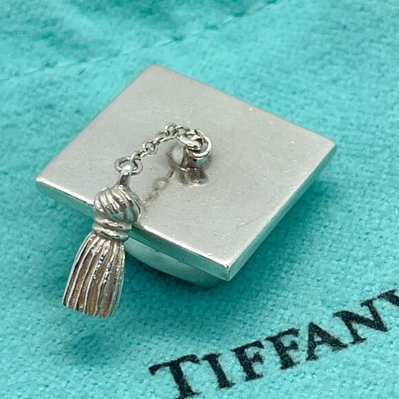 Tiffany & Co. Sterling Silver Graduation Cap Hat Tassel Charm Pendant - Picture 9 of 12